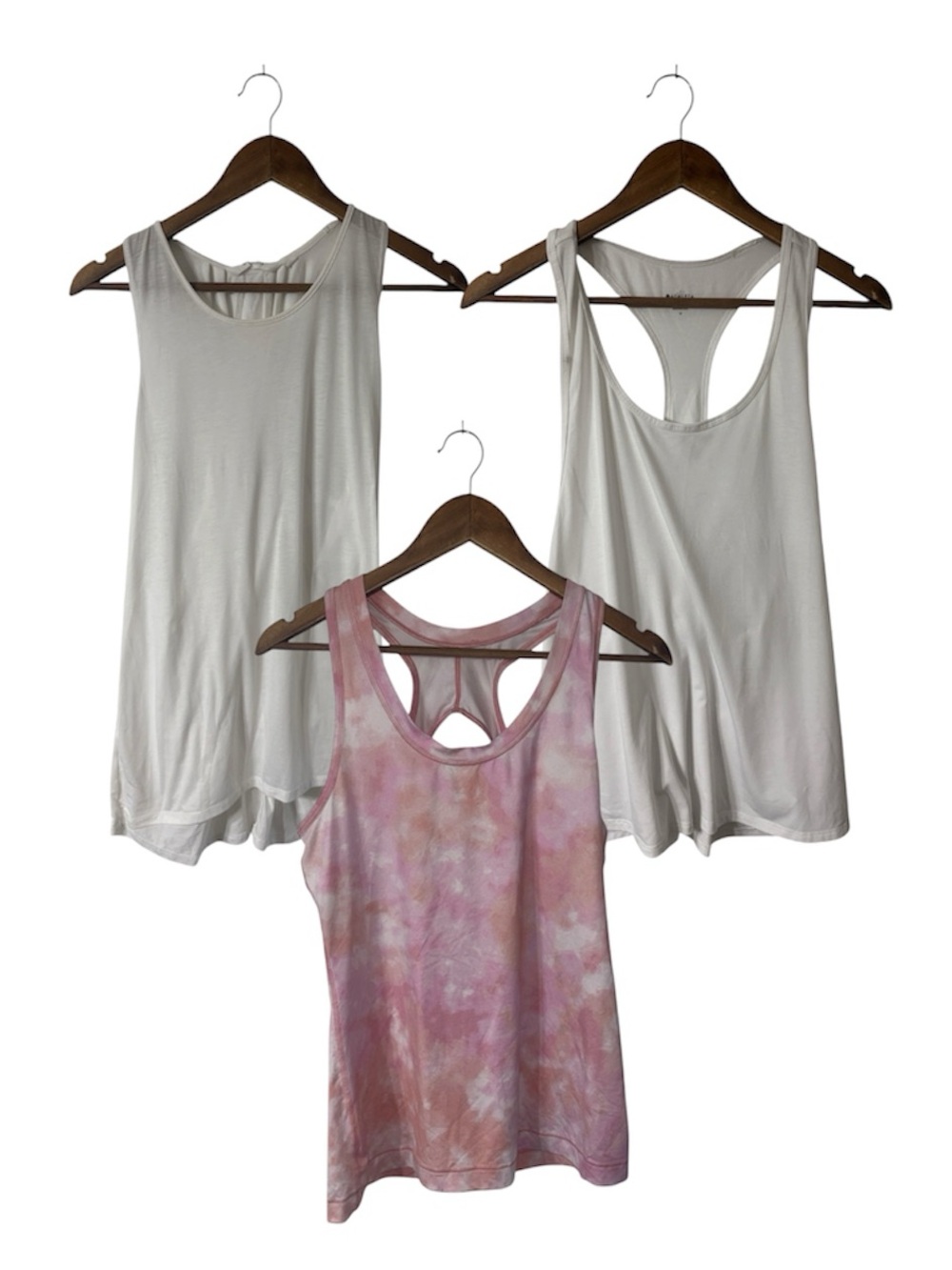 Athleta Tank Top Bundle 2 White and 1 Pink Shirt Layering Gym All Size Medium